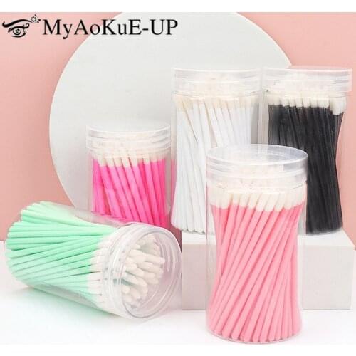 100Pcs/Barrel Disposable Lip Brush Portable Lipstick gloss Cosmetics beauty tool Mascara Wands Applicator eyelash makeup Brushes