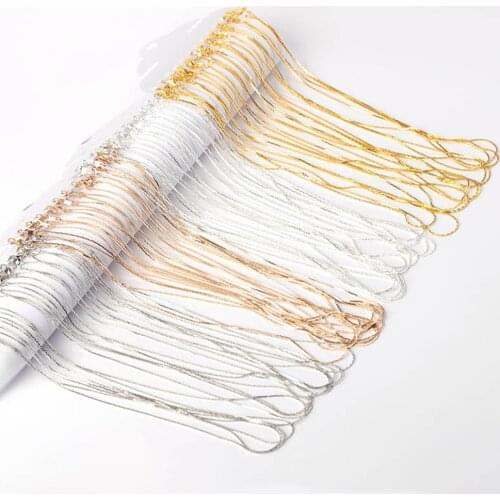 12pcs Gold/KC Gold /Rhodium Color Metal Link Necklace Chain Lobster Clasp Simple Necklace Chain 40cm Length DIY Jewelry Findings