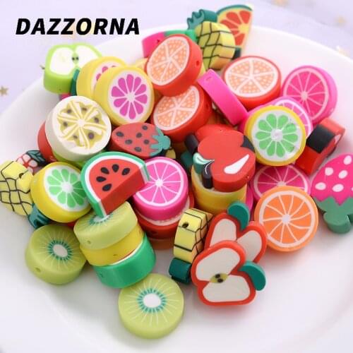 20-60Pcs/Pack Polymer Clay Spacer Loose Beads Mixed Colors Fruit Beads Polymer Clay Beads For Necklace DIY Bracelet Accessories