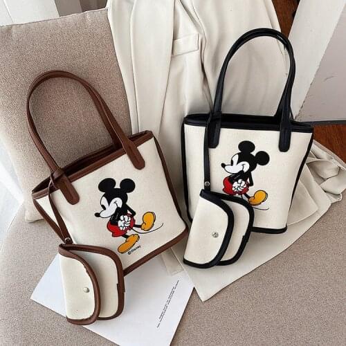 2pcsDisney mickey handbag +coin bag mouse female new cartoon child and mother bag shoulder bag student Messenger bag