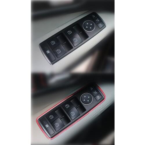 Angelguoguo Car lift window button box decoration stickers For Mercedes-Benz A/B/E-class GLA/CLA/GLK/GLE/ML/CLS class