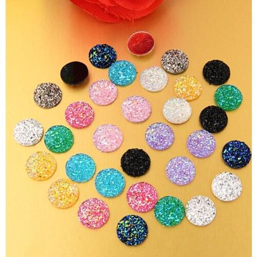 BOLIAO Hot 30Pcs 12*12mm Round Shape Ore Resin Flat Back Convex Glue on Bags/Clothes Decoration Handmade Art Work R050