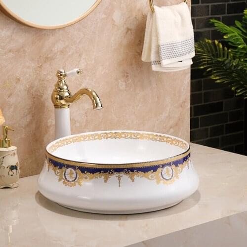 Europe Vintage Style Hand Painting Art Porcelain Countertop wash basin Handmade ceramic art basin