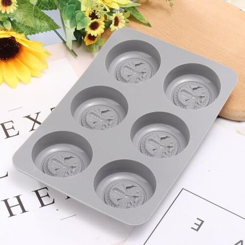 6 Cell Bee Soap Mould Honey Bee Silicone Mold Handmade Cakes Baking Molds Chocolate Cake Making Tools Christmas Party Bakeware