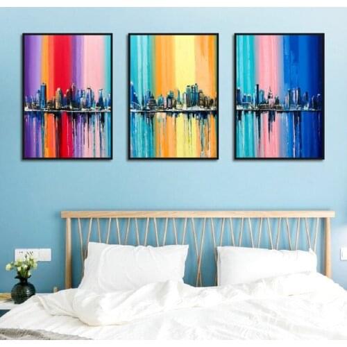 Classic Abstract Poster Colorful Graffiti Color Block City Building Art Home Wall Decor Painting Canvas Prints Modern Picture