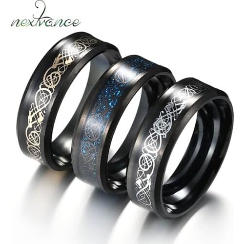 Nextvance Black Tungsten Dragon Ring 8mm Width Wedding Band Rings For Birthday Gift Bague