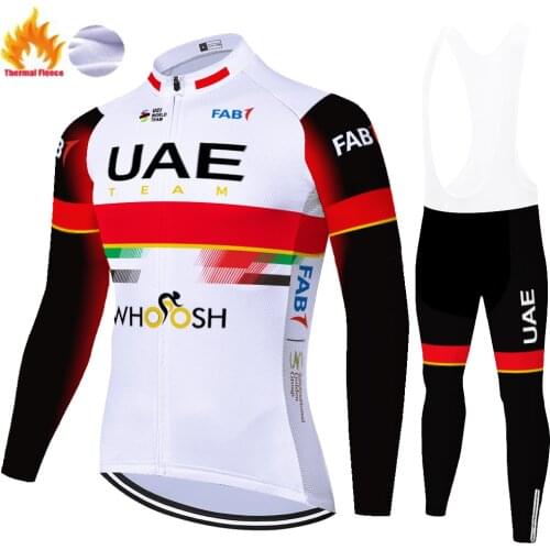 2021 de france champion cycling jersey set Winter Thermal Fleece ropa ciclismo men 20D gel Tight UAE fietsbroek heren met zeem