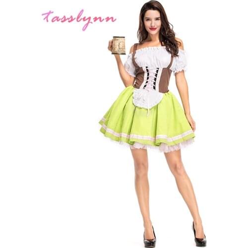 Oktoberfest Cosplay Costumes The Munich Oktoberfest Grass Green Bavarian Traditional Costume Carnival Winery Work Clothes