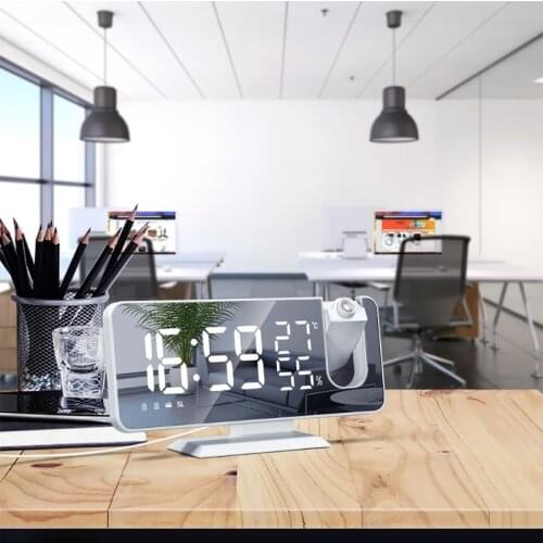 Creative Radio Projection Desktop Alarm Clock Temperature and Humidity Display 37MF