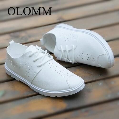 OLOMM 2019 summer new punching breathable microfiber leather soft light mens shoes casual shoes DD-45