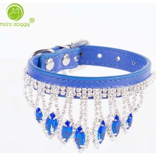 Lovely Bling Crystal Rhinestone Pet Dog Collars for Small Dogs Luxury Princess Wedding High Quality PU Leather Necklace 20A