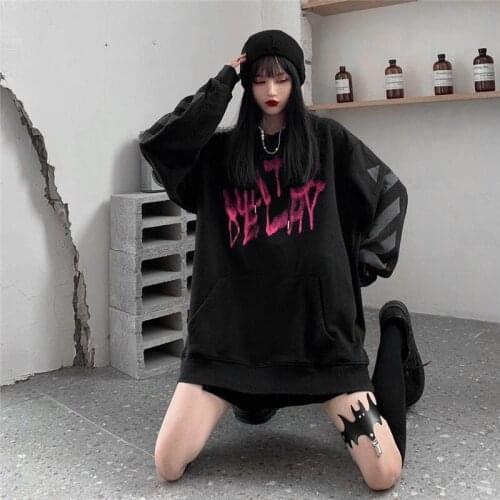 High Street Japan Print Kpop BF Fashion Hoodie Autumn Cool Women Spring Students BF Cool Funny Black Fashion Harajuku Hoodies