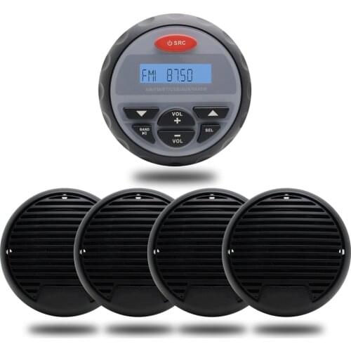 Marine Gauge Bluetooth Stereo MP3 Player Radio FM AM Audio+2 Way 3 Inch Marine Motorcycle Speaker For Outdoor ATV UTV Boat Yacht