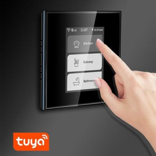 Tuya Wifi LCD Smart Wall Light Switch Power Consumption Smart 4 In 1 Home Switch Accessories Work With Alexa Google Home 2021