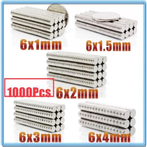 1000Pcs Mini Small N35 Round Magnet 6*1 6x1.5 6x2 6x3 6x4 mm Neodymium Magnet Permanent NdFeB Super Strong Powerful Magnets 6x12