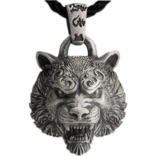New Real S925 pure silver jewelry vintage Thai silver men pendant stylish three-dimensional engraved lion silver pendant for man