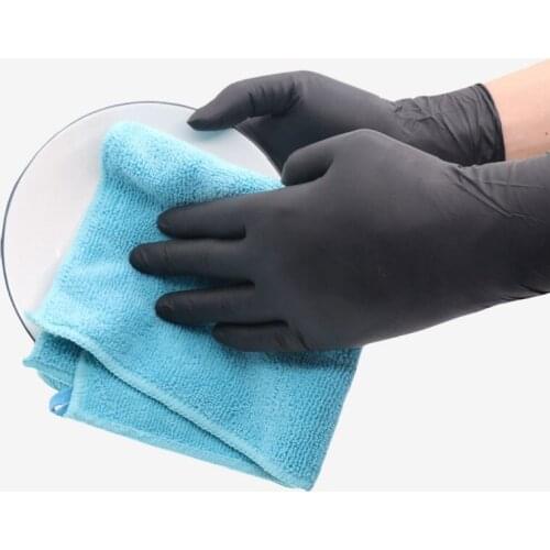 20/50/100 pcs Disposable Gloves Rubber Latex Oil-proof Gloves Food-grade Nitrile Rubber Leather Protective Thick Black Gloves