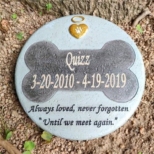 Personalized Round Shape Dog Bone Grave Marker Tombstone Black-Grey Color And Stone-Like Design Mak For JSYS