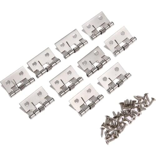 10Pcs Spring Loaded Stainless Steel Butt Hinges for Furniture Cabinet Door Drawer Jewelry Wood Box Decorative Mini Hinge 26*31mm
