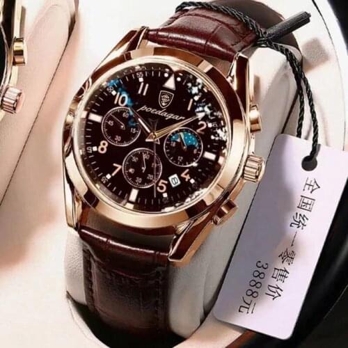 POEDAGAR Mens Gold Watch