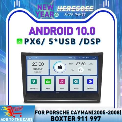 PX6 8" DSP Android 10 Car Multimedia Player For Porsche Cayman Boxster 911 997 2005 - 2008 Autoradio Navigation GPS Radio Stereo