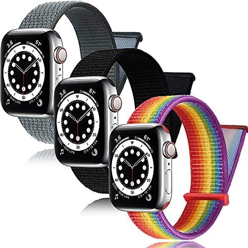 Adjustable Nylon Velcro Sport Band Compatible for Apple Watch 38/40mm 42/44mm Braided Weave Replacement Strap for iWatch Series