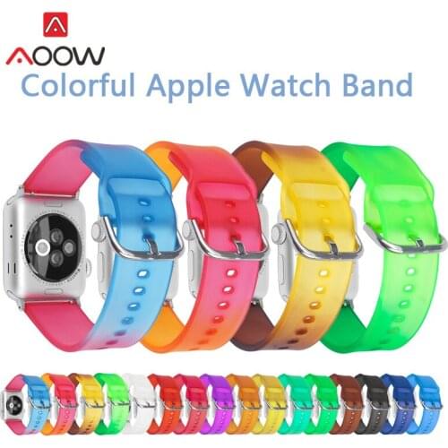 Gradient Transparent Strap for Apple Watch iwatch 6 5 4 3 2 SE 38mm 42mm 40mm 44mm TPU Men Women Sport Replacement Bracelet Band
