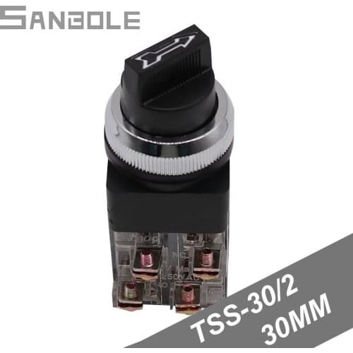 30mm Electrical Rotary switch knob TSS-30/2 2 position 1NO 1NC Knob Button Switch Black Rotary Handle Selector (5PCS)