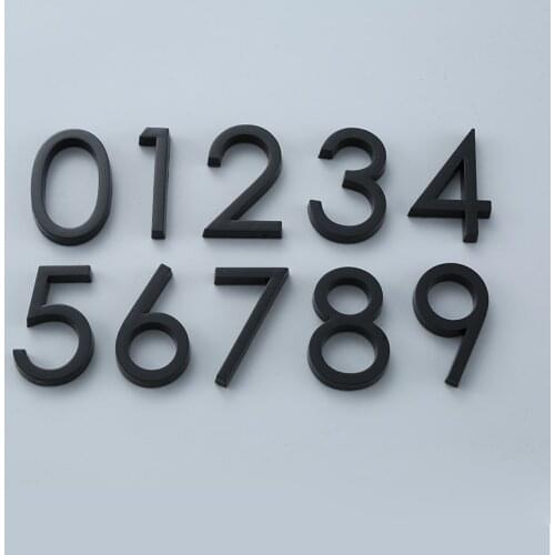 Self Adhesive Glossy Black Number House Door Plates Apartment Hotel Office Door Address Number Stickers Custom Address Sign