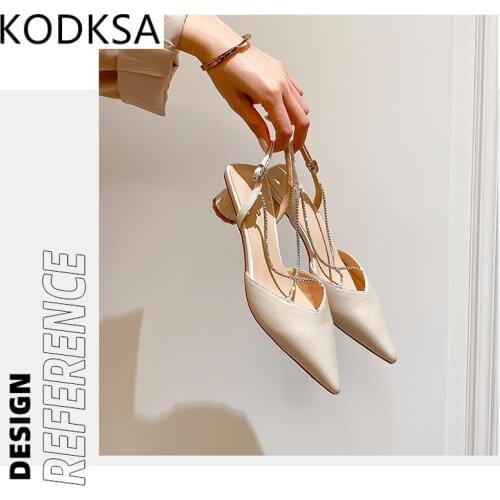 Baotou Sandals Women 2021 Summer New Style Fairy Style Beige Temperament Pointed Toe Buckle Stiletto Heels