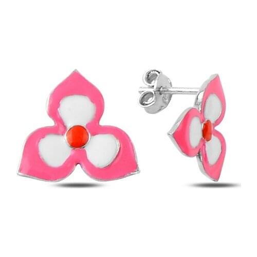 Silverlina Silver Cabochons Clover Studded Earrings