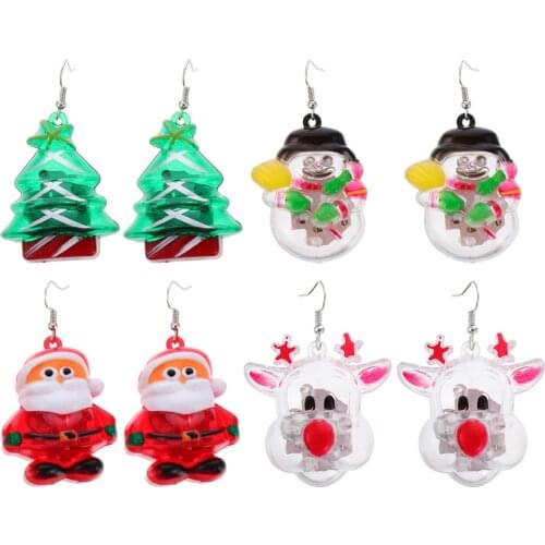 4 Pairs of Earrings Cartoon Earrings Light Up Earring Christmas Earring Decor LED Earrings for Girl Women Xmas Lady