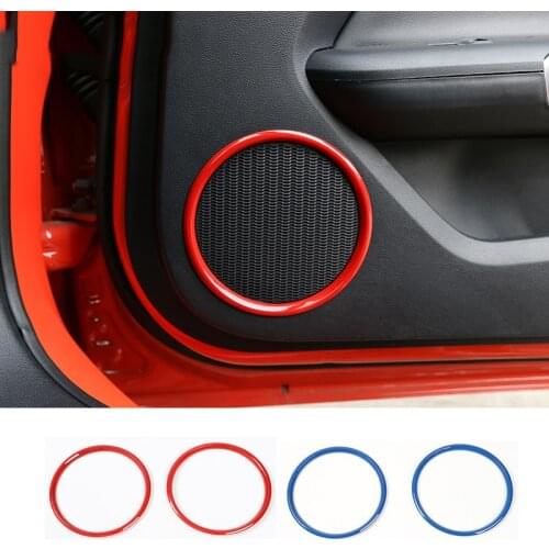 SHINEKA Car Styling 4 Colors Car Door Speaker Decorative Cover Circle Ring Large Size for Ford Mustang 2015-2018