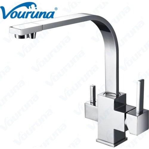 Vouruna Luxury 3 Way Tri-flow Sink Mixer Kitchen Faucet Drinking Water Filter Tap