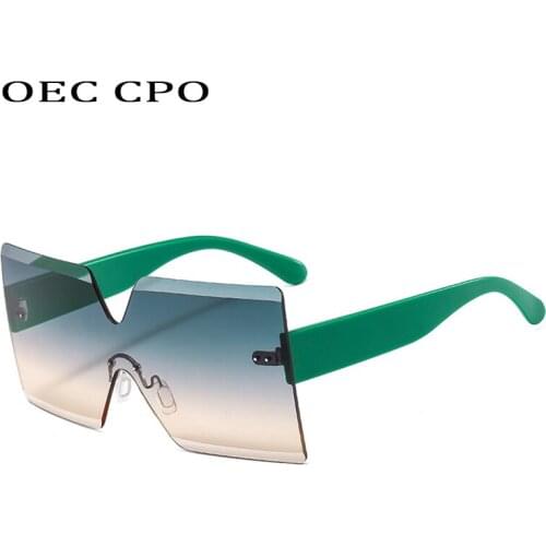 Fashion Rimless Square Sunglasses Women Vintage Punk Frameless Colorful Shades Sunglasses Female Eyewear Retro Green Glasses