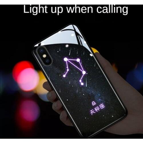 IPhone Series 12 Constellation Pattern Luminous Glass Phone Case with Voice Control Call Flashing