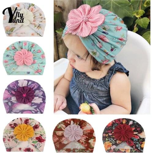 Yundfly Hot Newborn Artifical Leather Flower Skull Beanies Hat Baby Girls India Cap Children Hat Hair Accessories Outdoor Decor