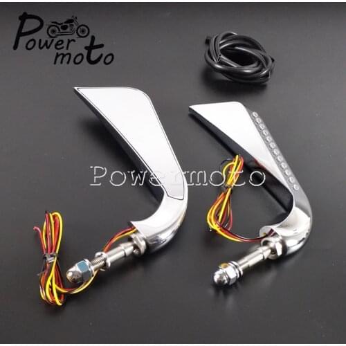 Chrome Axe 12pcs LED Indicator Rear View Mirrors Adjustable Side Mirror for Harley Sportster Dyna Fat Boy Softail Bob Street