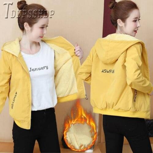 2019 Thick Lining With Fluff Hooded Women Coat Korean Loose Female Jacket