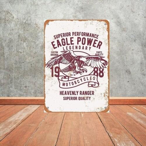 Retro Creative Tin Sign 20x30Inch Eagle Power Motorcycles Art Wall Sign Decor for Home Garage