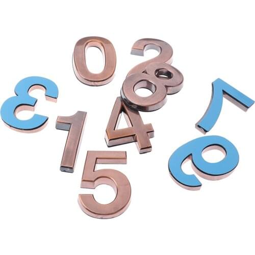 1PCS Plastic Bronze Self- Adhesive 0-9 Door Numbers Customized House Address Sign 5cm*4cm
