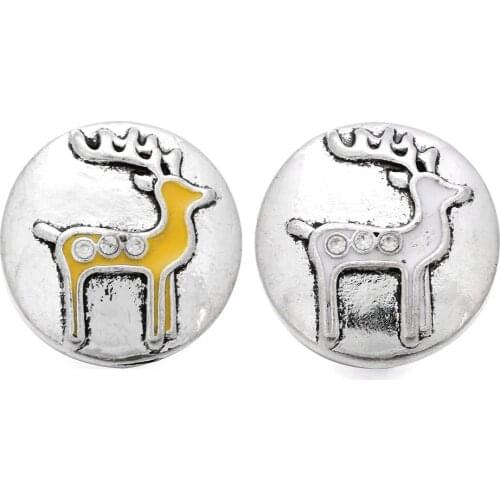 10pcs/lot Christmas Santa Reindeer Snap Button Jewelry 18mm Snap Buttons Fit Snap Bracelet Bangles