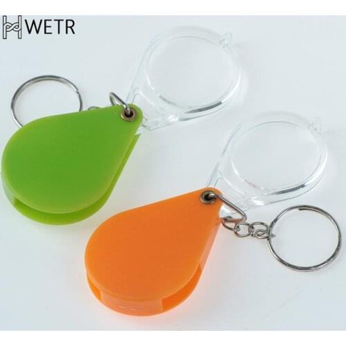 10X Mini Plastic Portable Folding Magnifier Handheld Glass Lens Key Ring Magnifier With Key Chain Daily Magnifying Tool