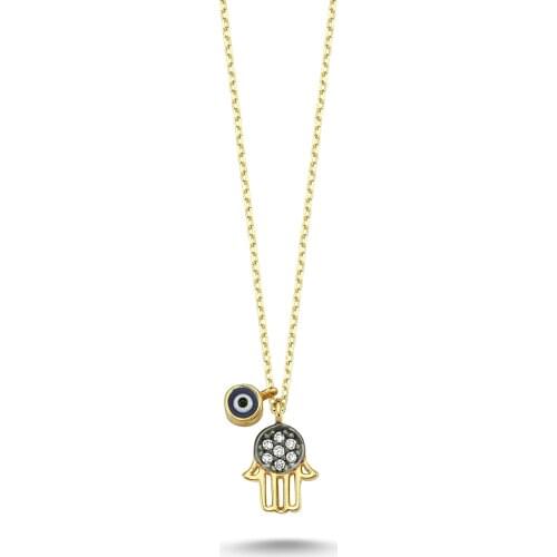 14k Gold Fatima Hand Pendant, Necklace