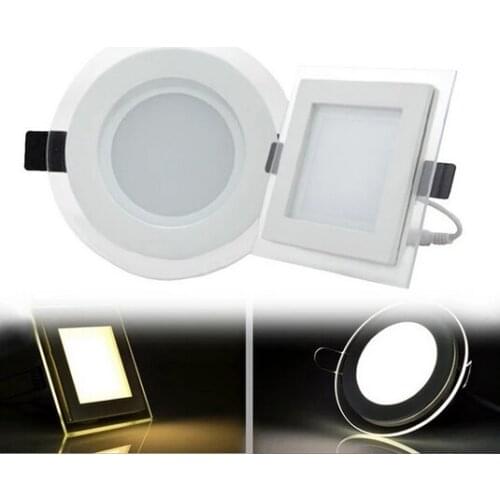 3 Color Glass LED Panel light LED Ceiling Recessed Light AC85-265V LED Downlight SMD 5730 6W12W18W Home lighting