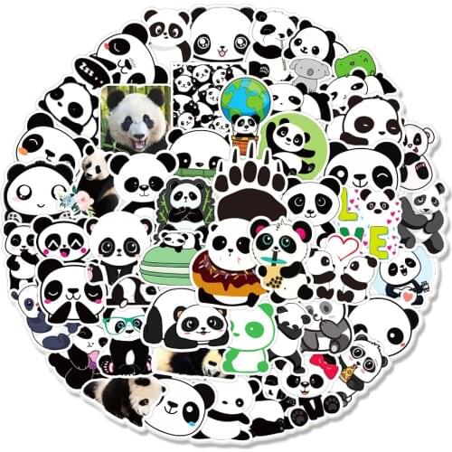 50PCS/Pack Cute Panda Graffiti Stickers For Laptop Notebook Motorcycle Skateboard Computer Luggage Graffiti Book Decal Sticker