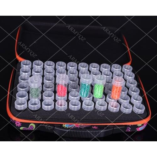 60 Bottles 5d Diamond Painting Accessories tools Storage Box Carry Case diamant painting tools Container Blue Butterfly Bag