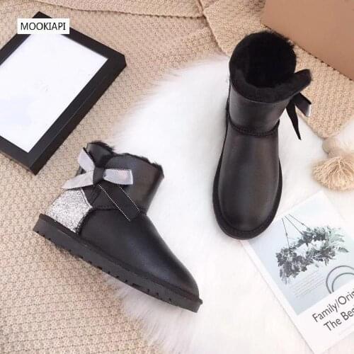 Australias top quality snow boots in 2019, real sheepskin, 100% natural wool, laced womens shoes, three colors, free delivery