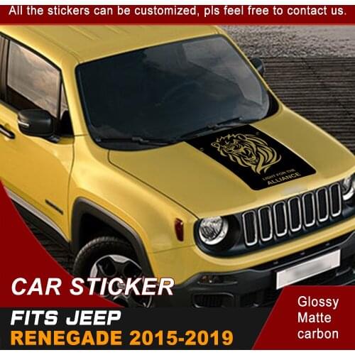 Car Stickers Light For The Alliance Hood Scoop Lion Graphic Vinyl Cool Decals Fit For Jeep Renegade 2015 2016 2017 2018 2019