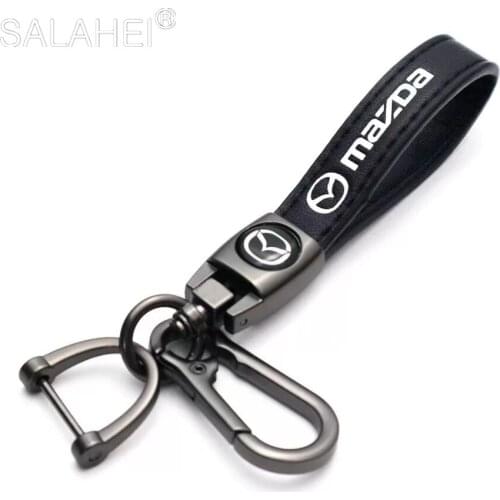 Alloy Metal+Leather Car Keychain Ring Accessories For Mazda 2 3 5 6 8 Cx3 Cx4 Cx5 Cx7 Cx8 Cx9 Cx30 Mx5 Protege Valet Rotary Rx8